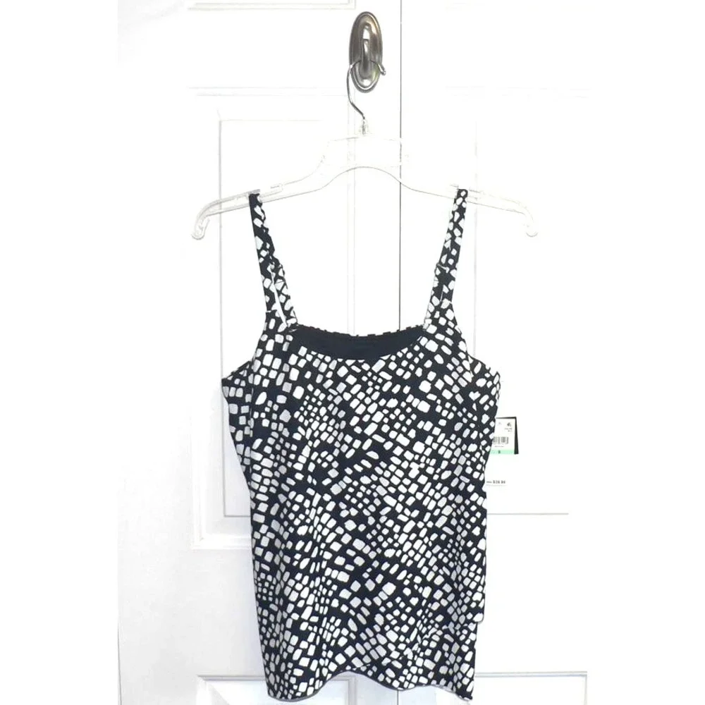 Island‎ Escape Women's Capetown Underwire Tankini Top Black & White Size 8